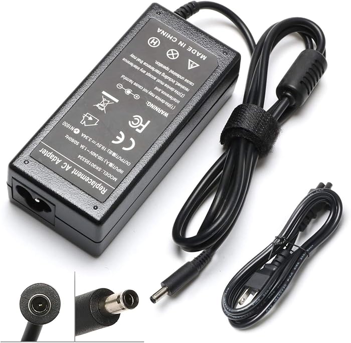 19.5V 3.34A 65W AC Adapter Laptop Charger for Dell Inspiron 11 3000 3147 3148 13 7347 14 3458 i7347 i3458 Series Dell Inspiron 15 3000 5000 Series 15 5566 3551 3552 3558 5559 Power Supply Cord