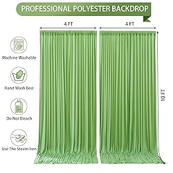 Sage Green Backdrop Curtain 2 Panels-Wrinkle-Free