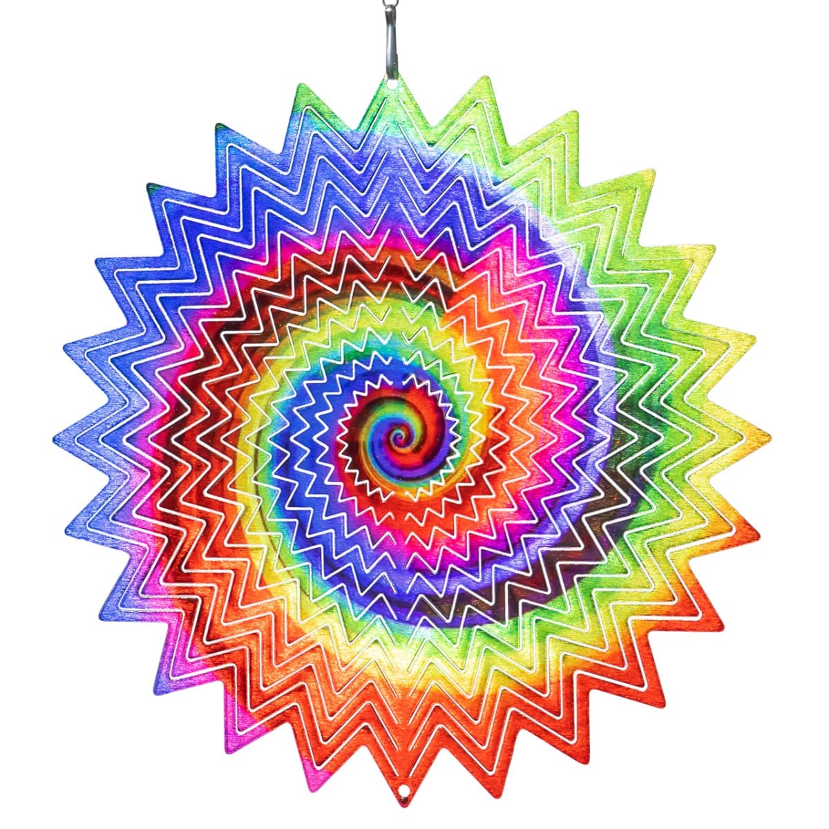 CIM Metal Wind Chime - Rainbow Vortex - 250 mm - Smooth Rotating Wind Mobile with Brilliant Colours - Includes Hanging - Attractive Room Window and Garden Decoration