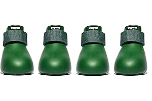 Wagwear WagWellies Waterproof Dog Boots | Rubber Booties for Winter Weather | Secure Fit Non-Slip Paw Shoes for Rain, Cold, Snow, Ice, Salt Protection | Easy On/Off Slip-On - Green - L