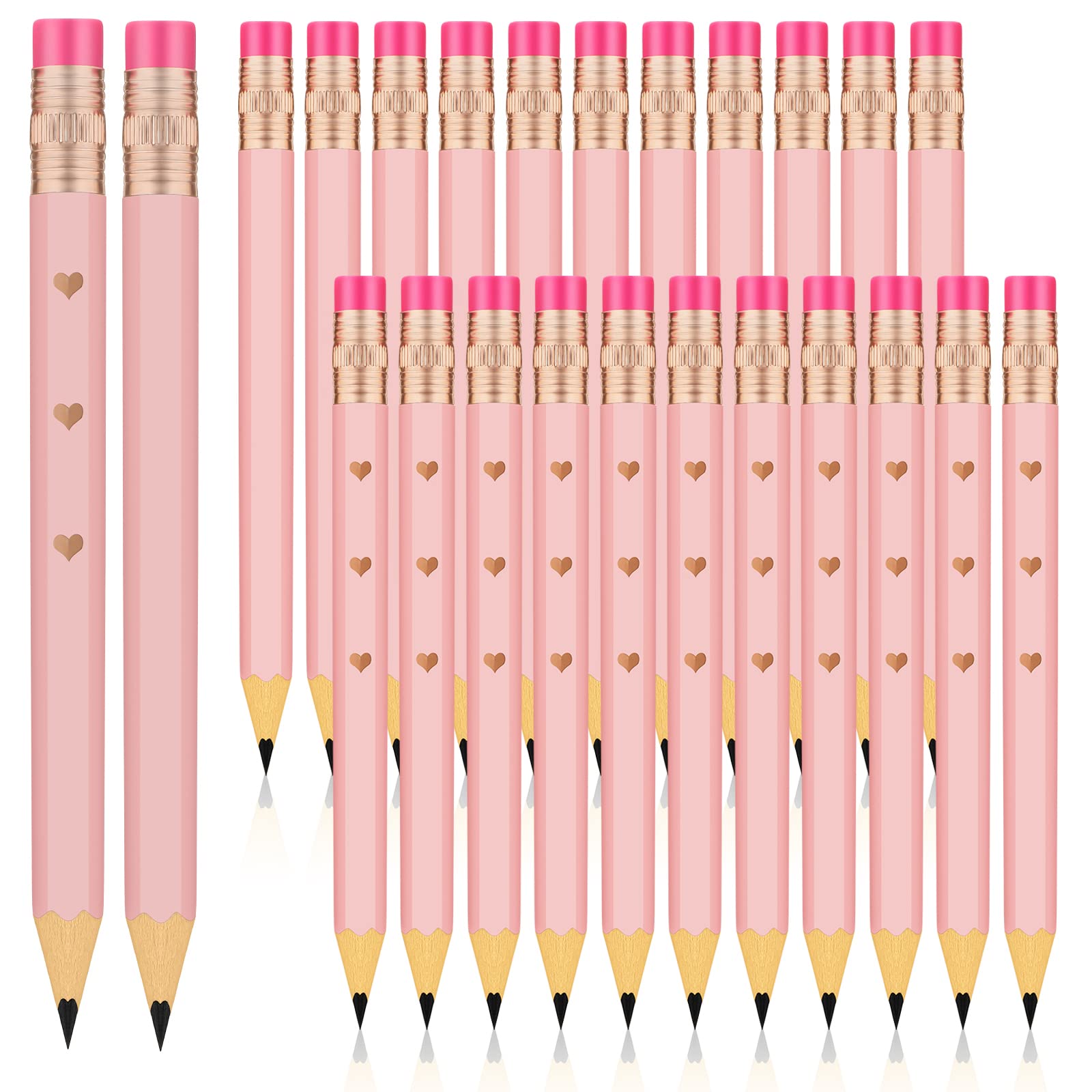 Photo 1 of Ireer Bridal Shower Pencils Half Golf Pencils with Erasers Pre Sharpened 4 Inch 2 HB Mini Hexagon Wedding Pens for Bridal Shower Favors Office(Pink,24 Pieces)