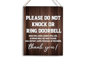 YCYD No Soliciting Sign for House Please Do Not Knock Or Ring Doorbell Ring Doorbell Wooden Hanging Sign No Soliciting Signs for Home No Soliciting Yard Sign for Door 10x8 Inches