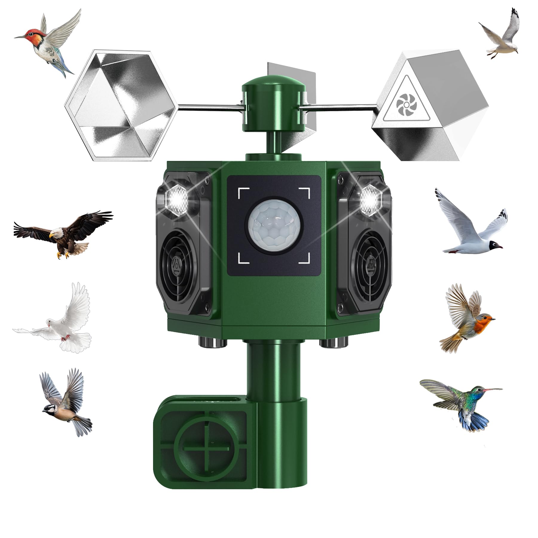 Photo 1 of 2026 Upgraded Solar Ultrasonic Bird Repellent Devices Outdoor Woodpecker Deterrent for House with Motion Activated & Reflective Spinning Deterrent IP65 Waterproof Pigeon Repellent for Garden Farm