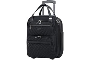 KROSER Carry On Underseat Multi-functional, 16-inch Underseater Lightweight Overnight Suitcase for Men Women, Black