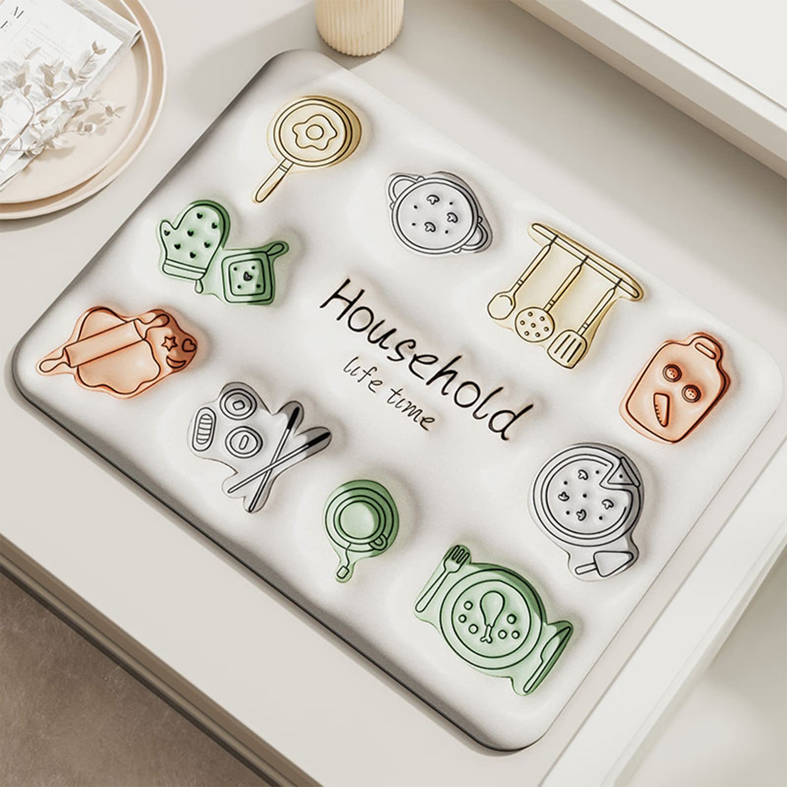 NeuWook Draining Mat, Soft Microfibre Dish Drying Mat for Kitchen Drainers for Kitchen Utensils Kitchen Sink Countertop (3D white, 30 * 40 CM) — image 1