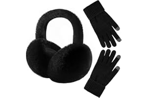 Premillow Winter Ear Muffs Gloves Set for Women Girls Faux Fur Ear Warmers Covers Headband for Cold Weather