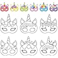 Chiazllta 24 Pcs Color Your Own Unicorn Mask DIY Rainbow Paper Mask Craft Kits for Kids Party Favors Decorations Class Home Activity Coloring Game for Girls Toddlers