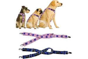 LAMIARAGA Dog Diaper Suspenders Female and Male 2 Pack (USA Flag Stars & Rainbow Stripes) Adjustable, Elastic Strap Clips for Dogs 10-200lbs Prevents Diaper Shifting and Falling Comfort (XL, Star&Camouflage)