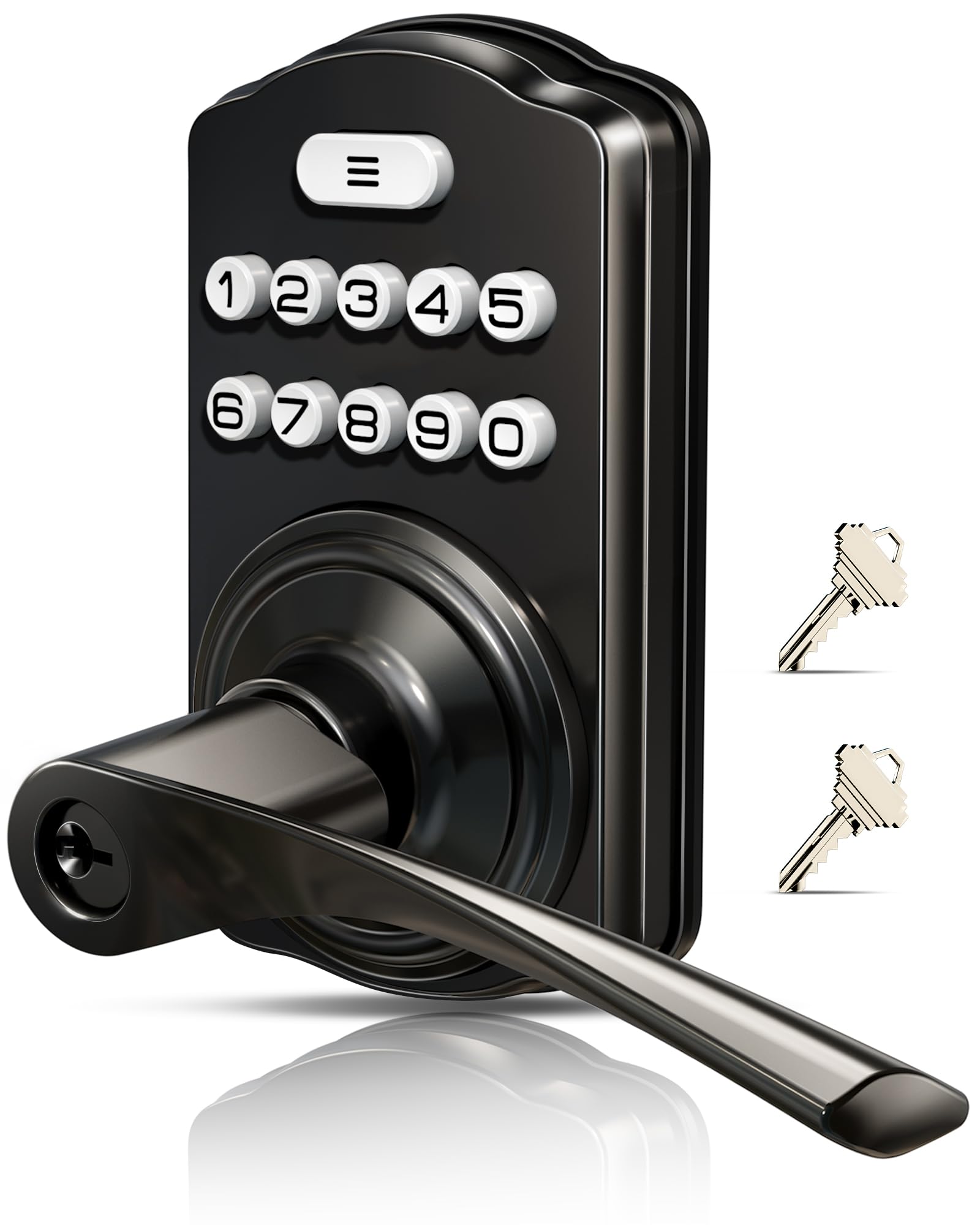 Photo 1 of Veise Keypad Door Lock with Handle, Keyless Entry for Front Door & Bedroom, Electronic Lock with Code, Auto-Locking, Easy Installation, Passage Mode, Matte Black