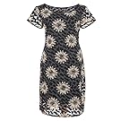 NASHALYLY Printed Floral midi Dress, Round Neck Knee Length Formal Dresses for Women Cocktail Casual Party Dress Gray 2XL