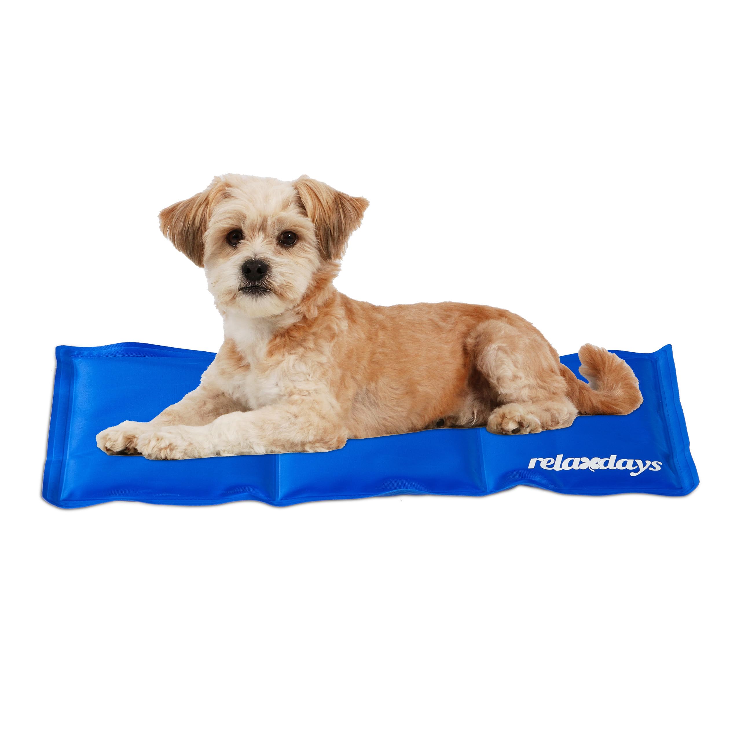 Relaxdays Self-Cooling Dog Mat, Wipeable, Gel Pad, Blanket for Animals, 20 x 35 cm, Blue