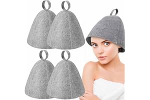 LinamHoz 4 PCS Sauna Cap Wool Sauna Hats, Thickened Hat Vaporarium Reusable for Dry Steam Rooms for Men & Women (Grey)
