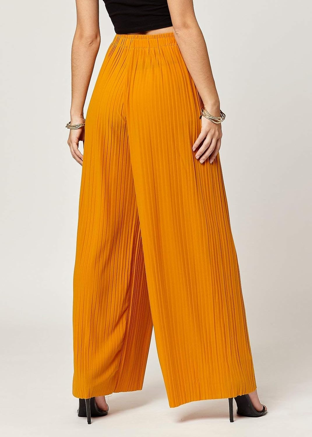 Regular and Plus Sizes Premium Stretch Palazzo Pants for Women High Waisted Micro Pleated