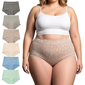 WhilyeePam Women's High Waist Briefs Plus Size XL-6XL Women Underwear | Classic Solid Colors Full Coverage Women Underwear Mu
