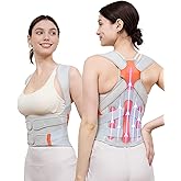 Posture Corrector for Women and Men, 5 Full Back Support Brace Rods, Adjustable Shoulder Straightener, Improving Hunchback Posture, Relief for Upper and Lower Back, Lumbar, Neck Pain (Gray, Large)