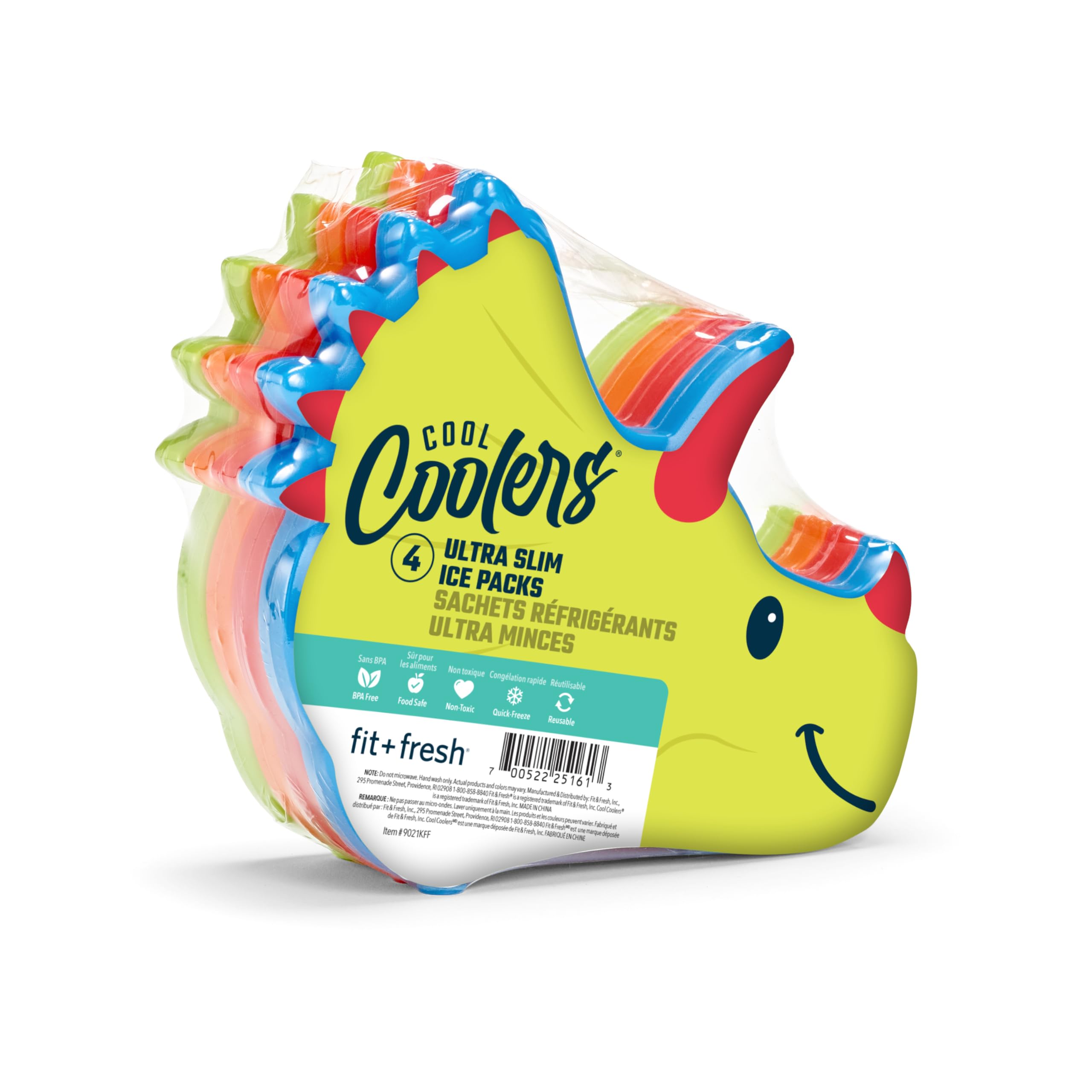 Photo 1 of Cool Coolers Kids Lunch Box Ice Packs, Slim Ice Packs for Lunch Bags, Reusable-Multicolored 4 Pack (Dinosaur)
