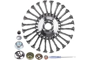 Belkid Steel Wire Grass Trimmer Head, 8 Inch Unbreakable Wire Trimming Blades with Universal Adapter Kits for Weed Eater, Rotary Brush Cutter Heads for Gardening Lawnmower, Moss & Rust Removal