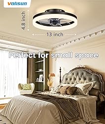 VOLISUN 13 inch Small Ceiling Fans with Lights and