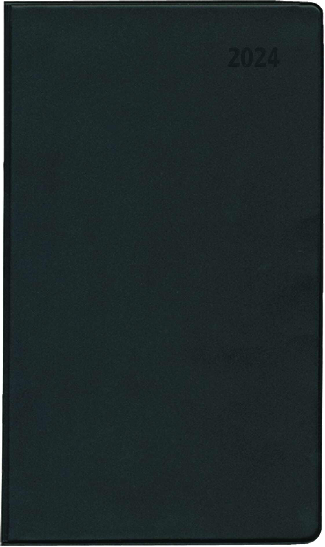 Pocket Planner Black 2024 - Office Calendar 9.5 x 16 cm - 32 Pages - with Index Cut - 1 Month on 2 Pages - Foldable - Notebook - 530-1020