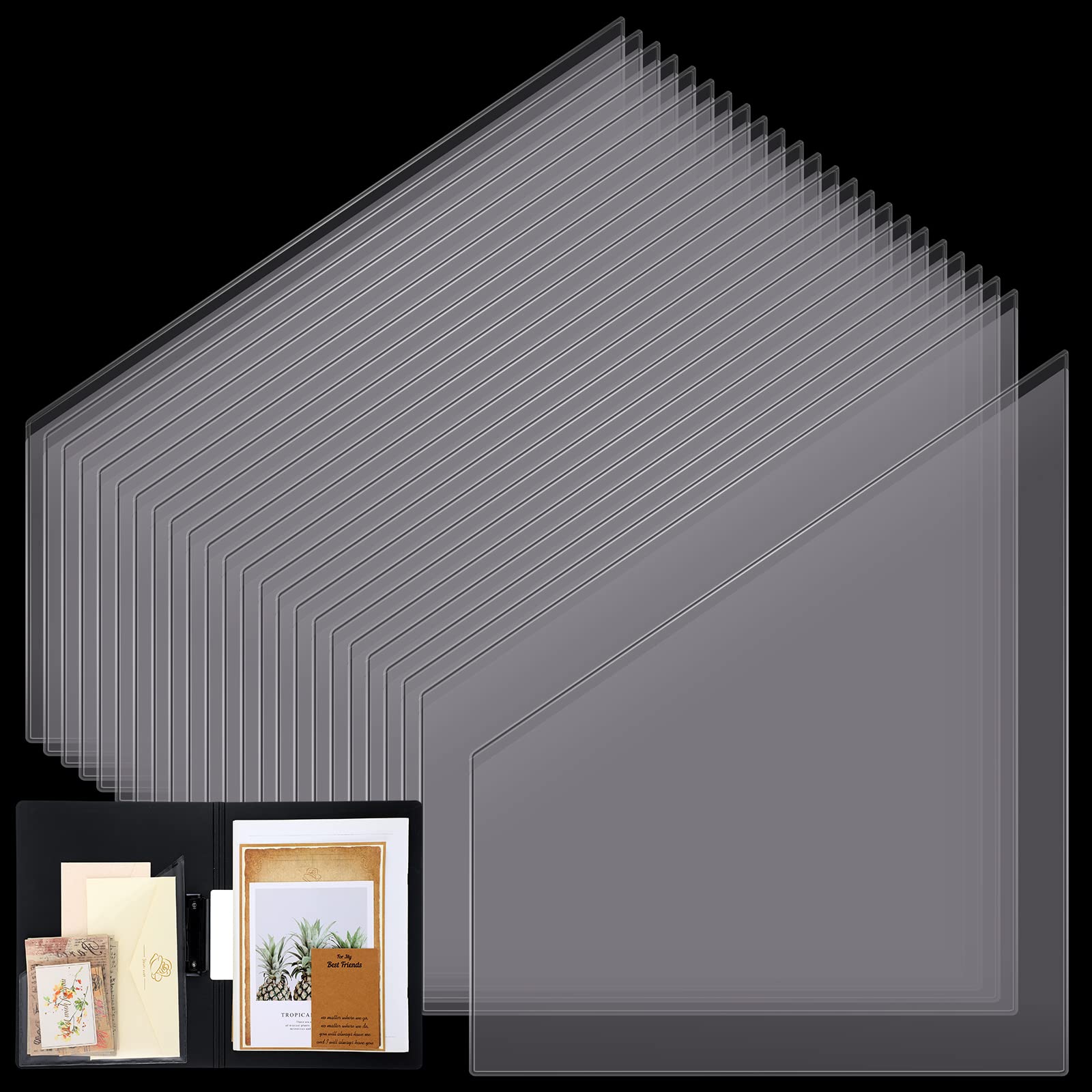 Photo 1 of ***(MISSING PIECES)*** 13 Packs Self Adhesive Pockets for Planners 8 x 10 Inches Clear Self Adhesive Scrapbook Pocket Inserts Extra Sticky for Home Office Folder Notebooks Accessories