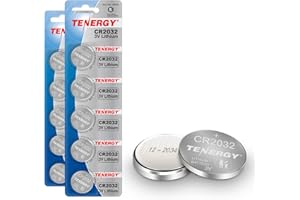 Tenergy 3V CR2032 Batteries, Lithium Button Coin Cell 2032 Battery, Compatible with AirTags, Key FOBs, Calculators, Coin Counters, Watches, Heart Rate Monitors, Glucometer, and More, 10 Count