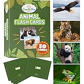 50 Animal Flash Cards - Realistic Photo Cards - Fun Vocabulary Builder for Autisim, Speech Therapy, ESL, Occupational Therapy - Montessori Educational Games for Preschool Kids Learning Activity