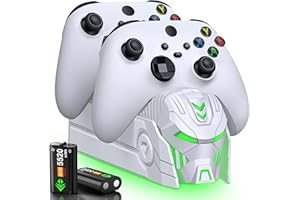 CATZARMOR Charging Station Compatible with Xbox One Controller w 2X 5520mWh Batteries,Fast Charging Rechargeable Battery Pack USB Charging Dock Compatible with Xbox Series S/X/One S/X-White