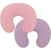 Pro Goleem Muslin Nursing Pillow Cover, 100% Cotton Soft Breathable Feeding Pillow Slipcover for Breastfeeding Moms, Fits Standard Infant Nursing Pillow, for Boys and Girls, 2 Pack (Pink＆Purple)