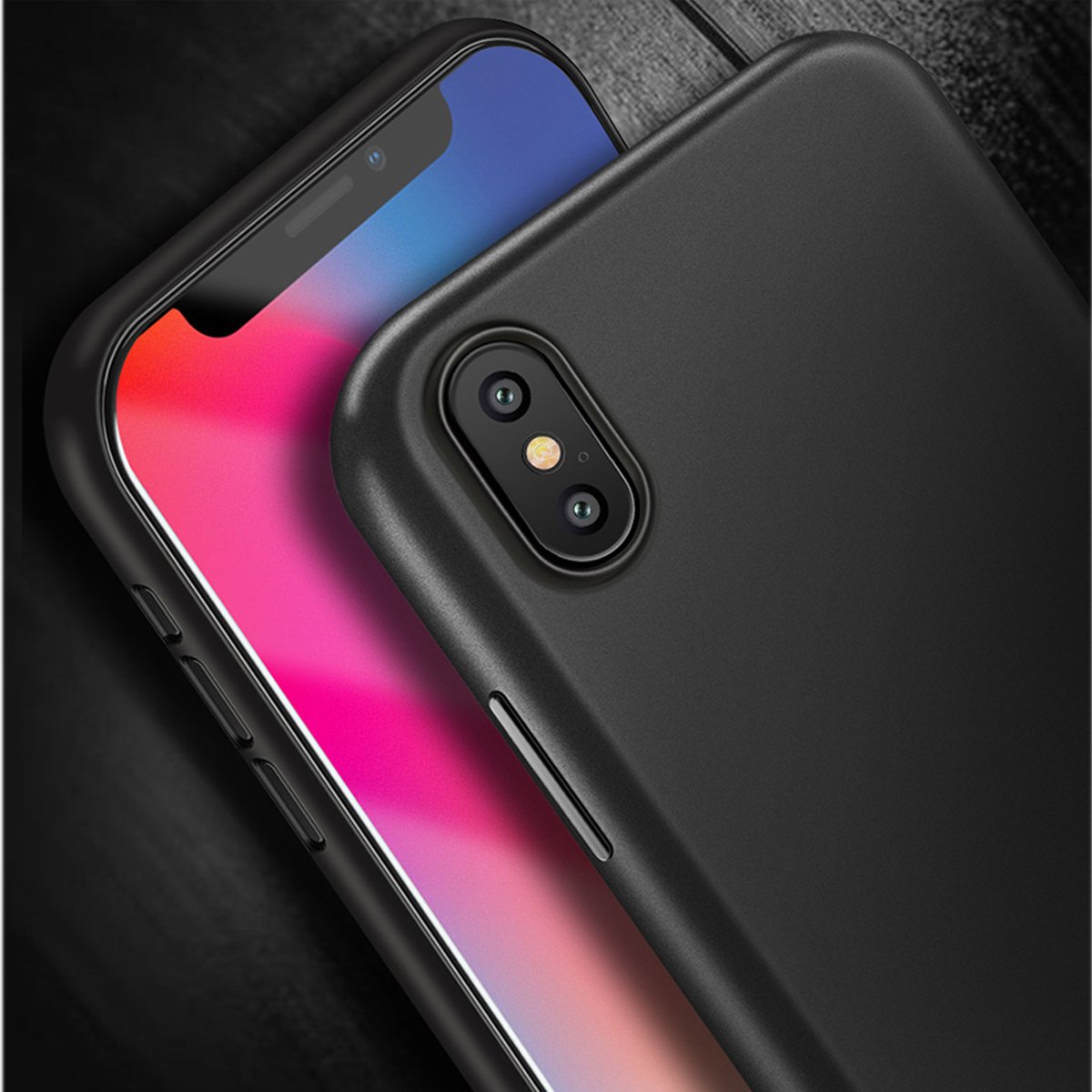iPhone X Case, Scratch Resistant and Shock Absorption Protective iPhone Case, Slim Cell Phone Cover for iPhone X (Black)
