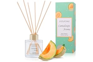 DIUFJAG 100ml Scent Diffuser with 6 Fiber Sticks, 3.5 oz Reed Diffuser Set Aromatherapy Fragrance Diffusers Air Fresheners for Home Bedroom Bathroom (Cantaloupe)