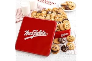 Mrs. Fields 48 Nibblers Bite-Sized Cookies Signature Tin - Assorted with 48 Nibblers Cookies in our 5 Classic Cookie Flavors