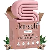 Kitsch Castor Oil Shampoo Bar Soap - Hydrating & Moisturizing Hair Care - Organic Castor Oil Solid Shampoo for Hair Growth & Scalp Nourishment - Silicone & Paraben-Free, Vegan, Made in USA - 3.2oz