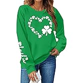 LUKYCILD St Patricks Day Sweatshirt Women Clover Sweater Shamrock Shirts Funny Long Sleeve Irish Gift Pullover Tops