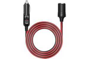 Chanzon 12V/24V Car Cigarette Lighter Extension Cord - 12Ft UL 16AWG Cable with 15A Fuse - Heavy Duty Auto DC Power Plug Connector for Tire Inflators, Cleaners & Adapter - Male to Female Socket