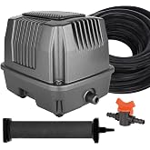 AquaMiracle All-in-One Koi Pond Aerator Oxygen Pump with Air Flow Control | Pond Aeration Kit for Outdoor Pond 2,000-5,000 Gallons | Pond Air Pump with Self-Sinking Airline Rubber Air Diffuser