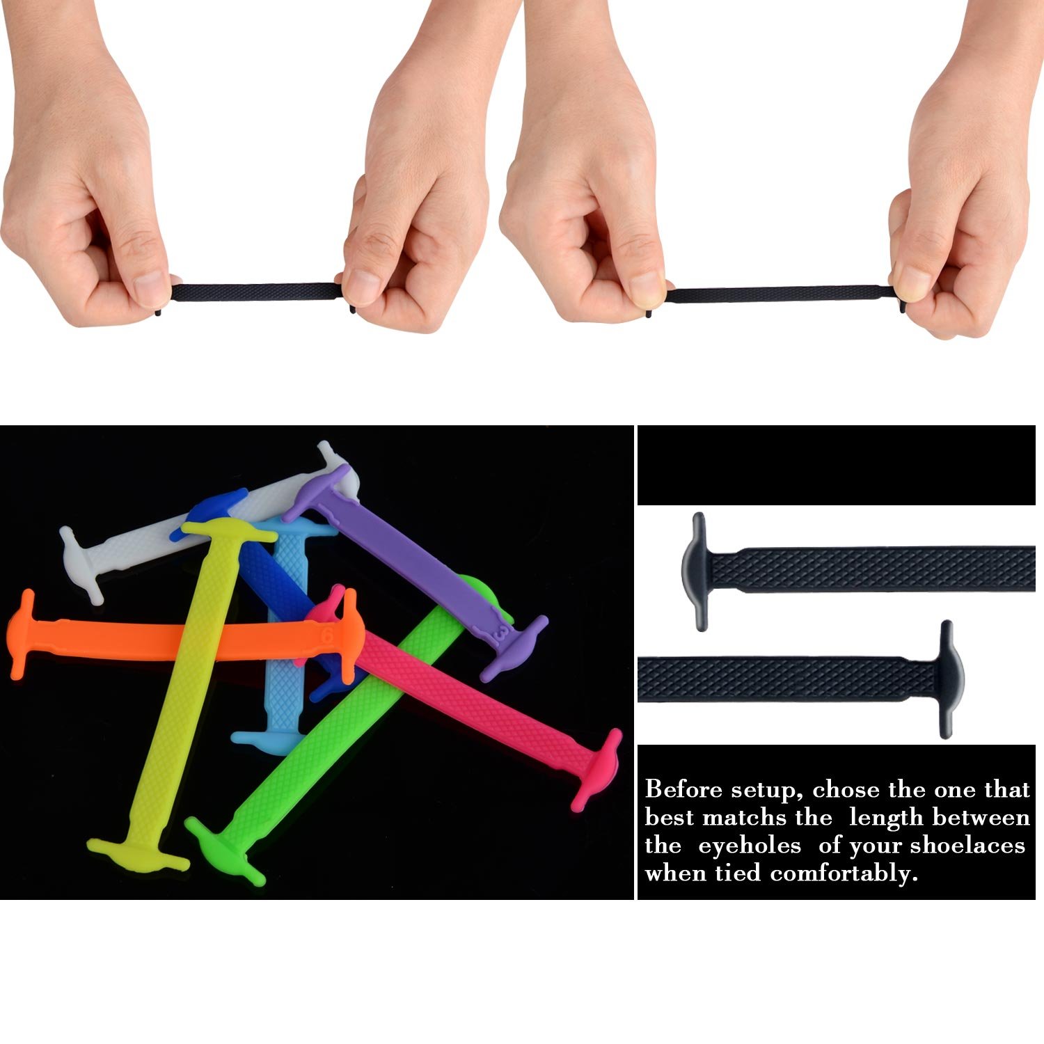 Lacci Scarpe Elastici, Elastico Silicone Scarpe | No Tie Lacci für Trainer, Sportschuhe Sneakers Schuhe Running Schuhe Board Schuhe Stiefel Schuhe und Casual Schuhe von NWSS (nero)