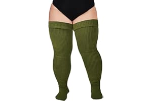 Moon Wood Plus Size Womens Thigh High Socks for Thick Thighs- Extra Long Thick Over the Knee Stockings- Leg Warmers Socks