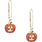 Aishgjia Halloween Pumpkin Crystal Dangle Earrings for Women Sparkling Drop Earrings for Halloween Party Cosplay Costume Jewelry