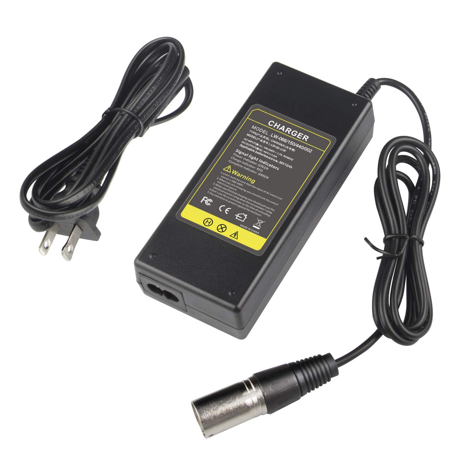 44V 1.5A Scooter Battery Charger (for 36V Lead Acid Battery) Razor MX500 MX650 SX500, Schwinn S600 S750 S1000 X1000, IZIP I600 I750 I1000, Mongoose M750, X-Treme X-600 650, Stealth X1000, Evo 500 1000