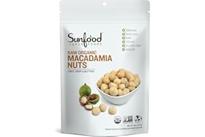 Sunfood Superfoods Organic Macadamia Nuts - Raw Macadamia Nuts Organic, Organic Macadamia Nuts Unsalted, for Macadamia Nut Milk, Baking, Trail Mix, Cheese, USDA Organic, Raw, Vegan, Non GMO - 8 oz Bag