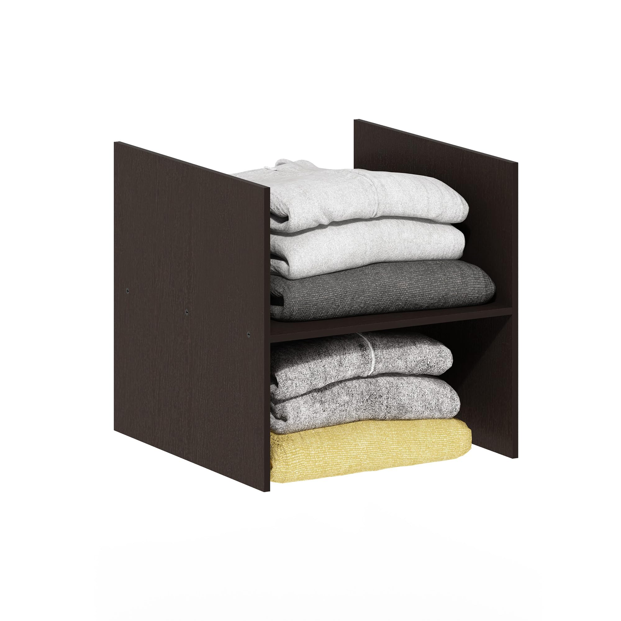 Photo 1 of Furinno Cubicle Cube Insert, H-Shelf Cube Organizer, Fits into Furinno Extra Thick Cubes, for Organizers and Storage, Black Dark Oak (Does not fit IKEA Kallax Shelving)