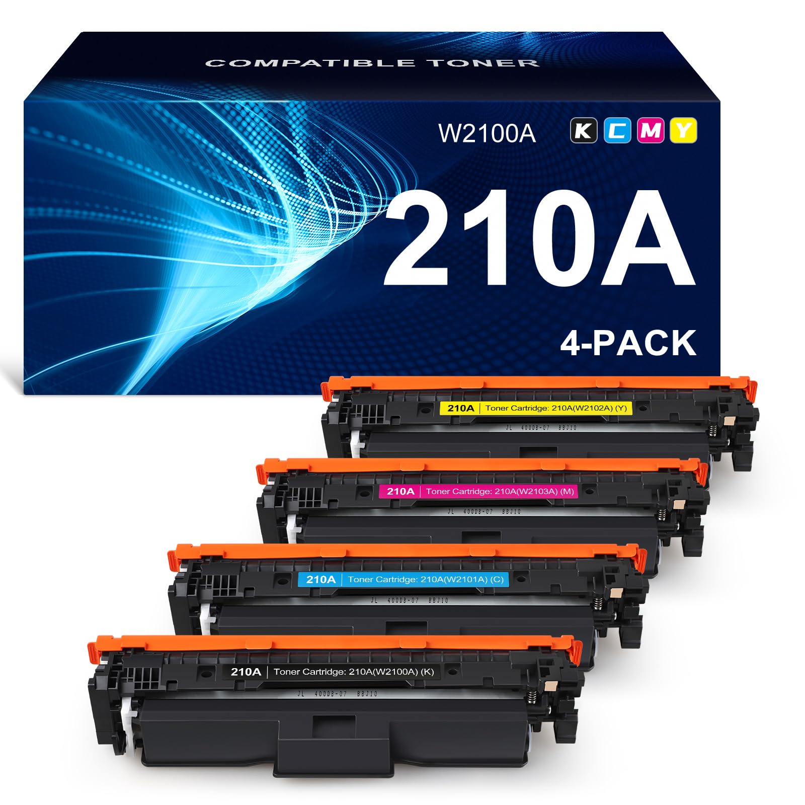 Photo 1 of 210A Toner Cartridges 4 Pack Compatible Replacement for HP 210A 210X W2100A W2101A W2102A W2103A Works for HP Color Pr MFP 4301 4201 Series 4201dw 4201dn MFP 4301dw 4301fdn 4301fdw Printer 4-Pack