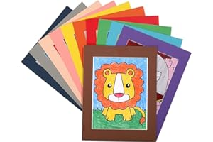 HOTUO 12 Pack 11x14 Kids Art Frame Display 8.5x11, Bevel Cut Mluticolor Cardboard Paper Kid Artwork Picture Frames, Great for Kids Drawings, Artworks
