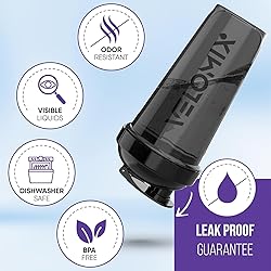 VELOMIX -2 Pack- 28 oz Protein Shaker Bottles for