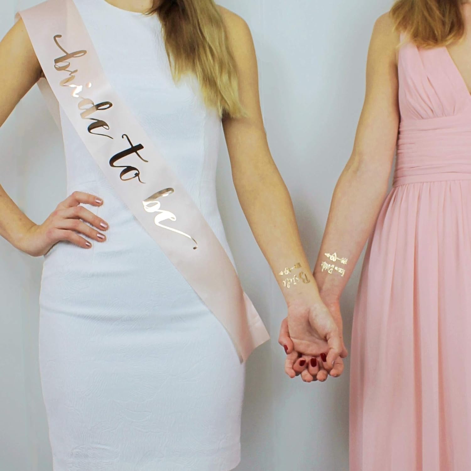Victoris Bride to be sash and tattoo set team bride, hen party decoration accessories, bridesmaid henna gold accessory (gold) - Image 3