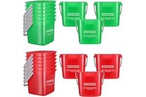 Lallisa 12 Pcs 3 Quart Cleaning Bucket Small Sanitizing Square Bucket Detergent Pail for Home Office Commercial Restaurant Kitchen Bathroom School (Red Green)