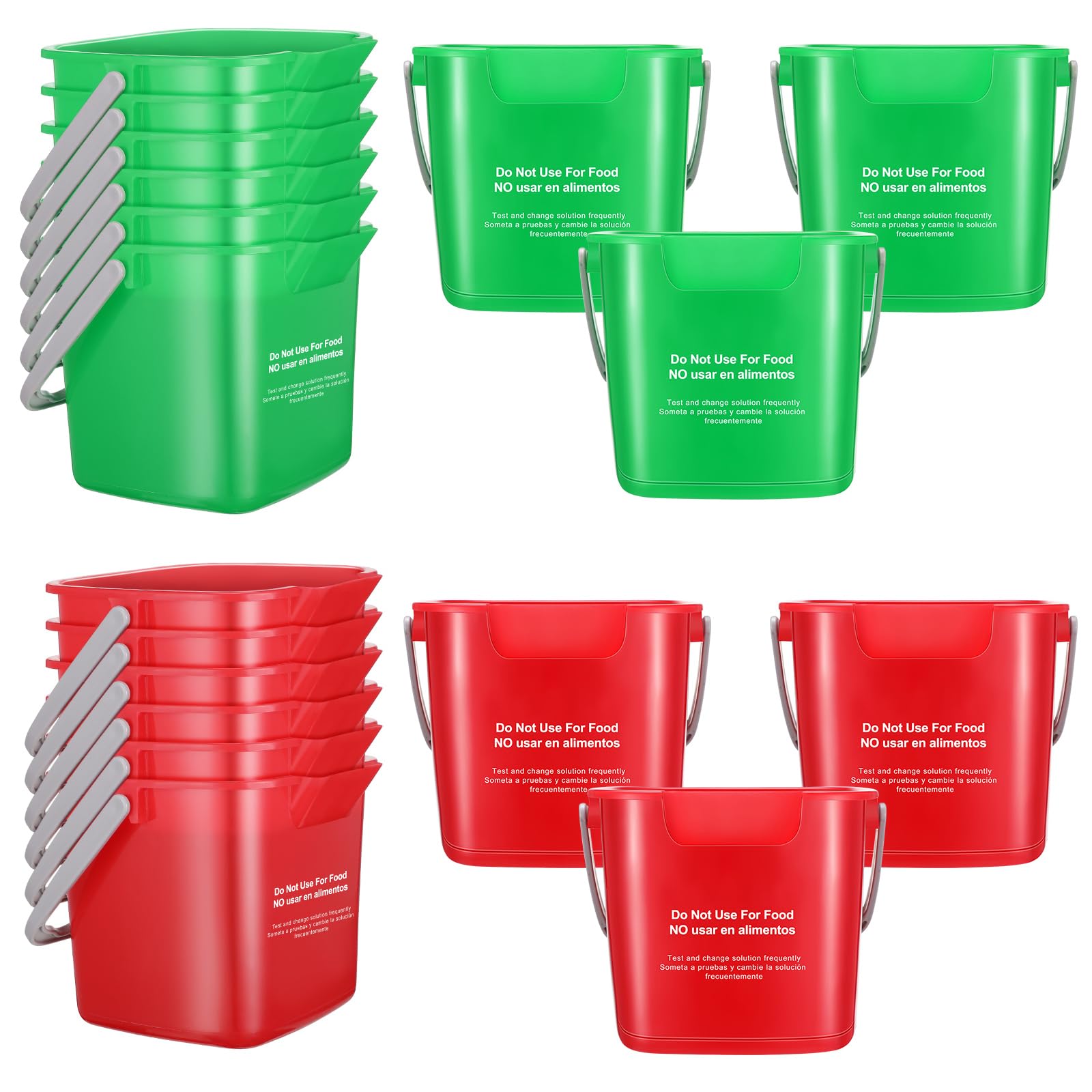 Photo 1 of Lallisa 12 Pcs 3 Quart Cleaning Bucket Small Sanitizing Square Bucket Detergent Pail for Home Office Commercial Restaurant Kitchen Bathroom School (Red Green)