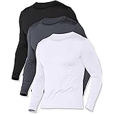 ZUTY 4 or 3 Pack Thermal Underwear for Men Long Sleeve Thermal Shirts Fleece Lined Soft Warm Base Layer Tops