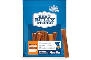 Best Bully Sticks 4 Inch Bully Sticks - 8 oz (Pack of 1) - Natural Grass-Fed, Grain and Rawhide Free, Ideal for Small or Young Canines