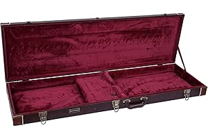 Crossrock Hard-Shell Wood Case-Stainless Steel Latches, Sponge Lining, Metal Feet, Storage Space-for Electric Bass Guitars-Vi